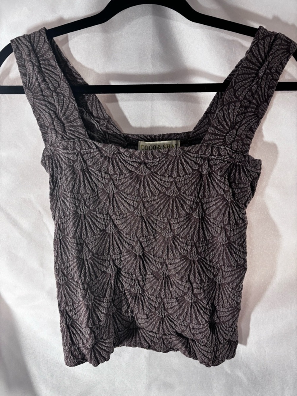 COCO & SHAY Textured Square-Neck Tank Top in Charcoal